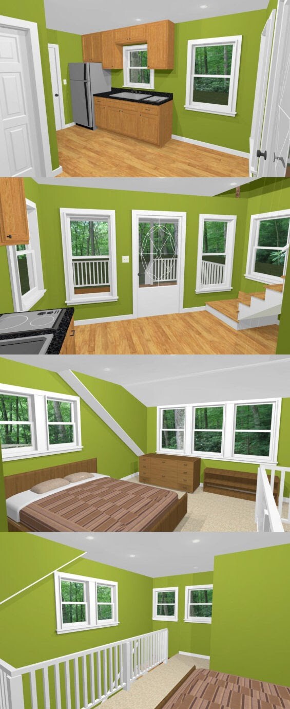 14×14 Tiny House — 399 sq ft — PDF FloorPlan — Model 1
