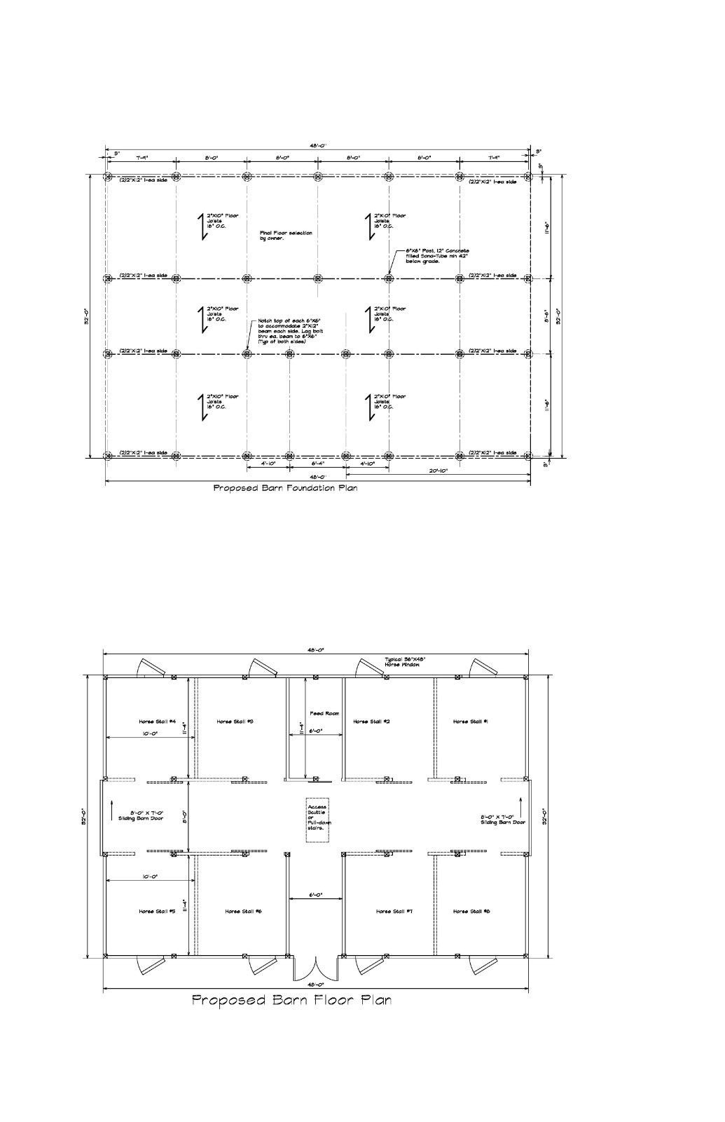 32X48 48X32 HORSE BARN PLAN GABLE POLE BARN CONST #17-PB3248-HB-GBL-7