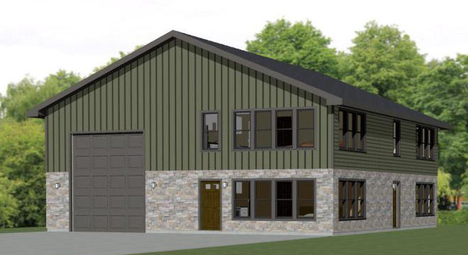 44×48 4-Plex with 1-RV Garage – PDF FloorPlan – 2,230 sqft – Model 4B