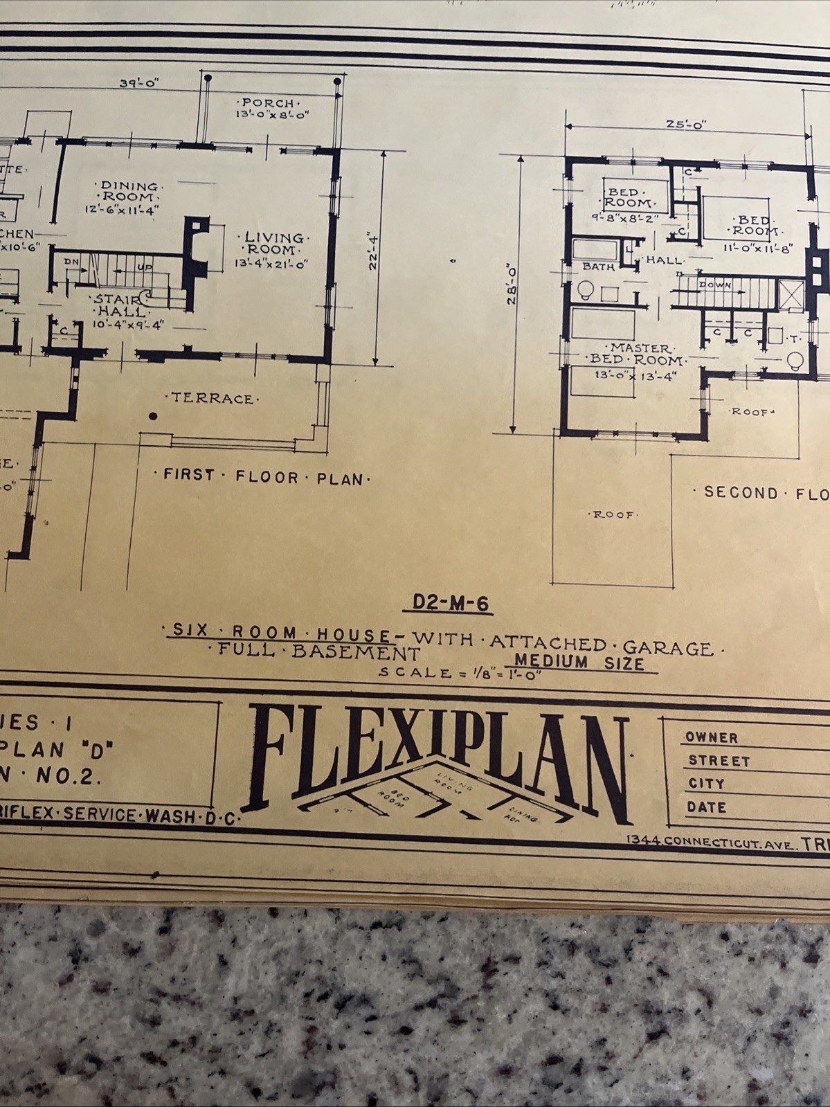 Vintage 1948 MCM Contemporary Home Blueprint Triflex Service Washington DC Plan