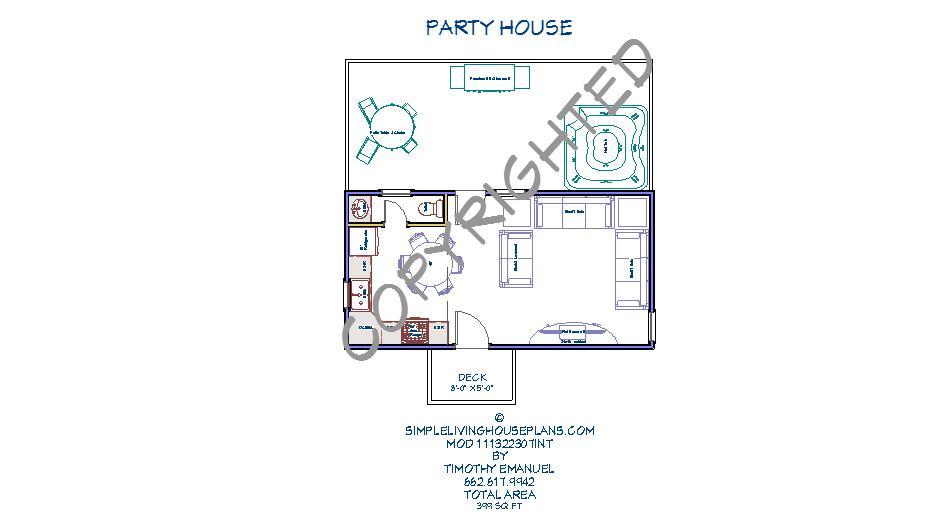 399sqft-Party House/No Bedrms, 14’x28′, Tiny House design – ala cart