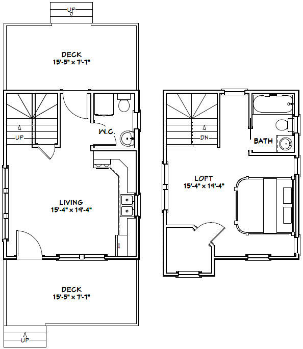 16×20 Tiny House — 586 sq ft — PDF FloorPlan — Model 9C