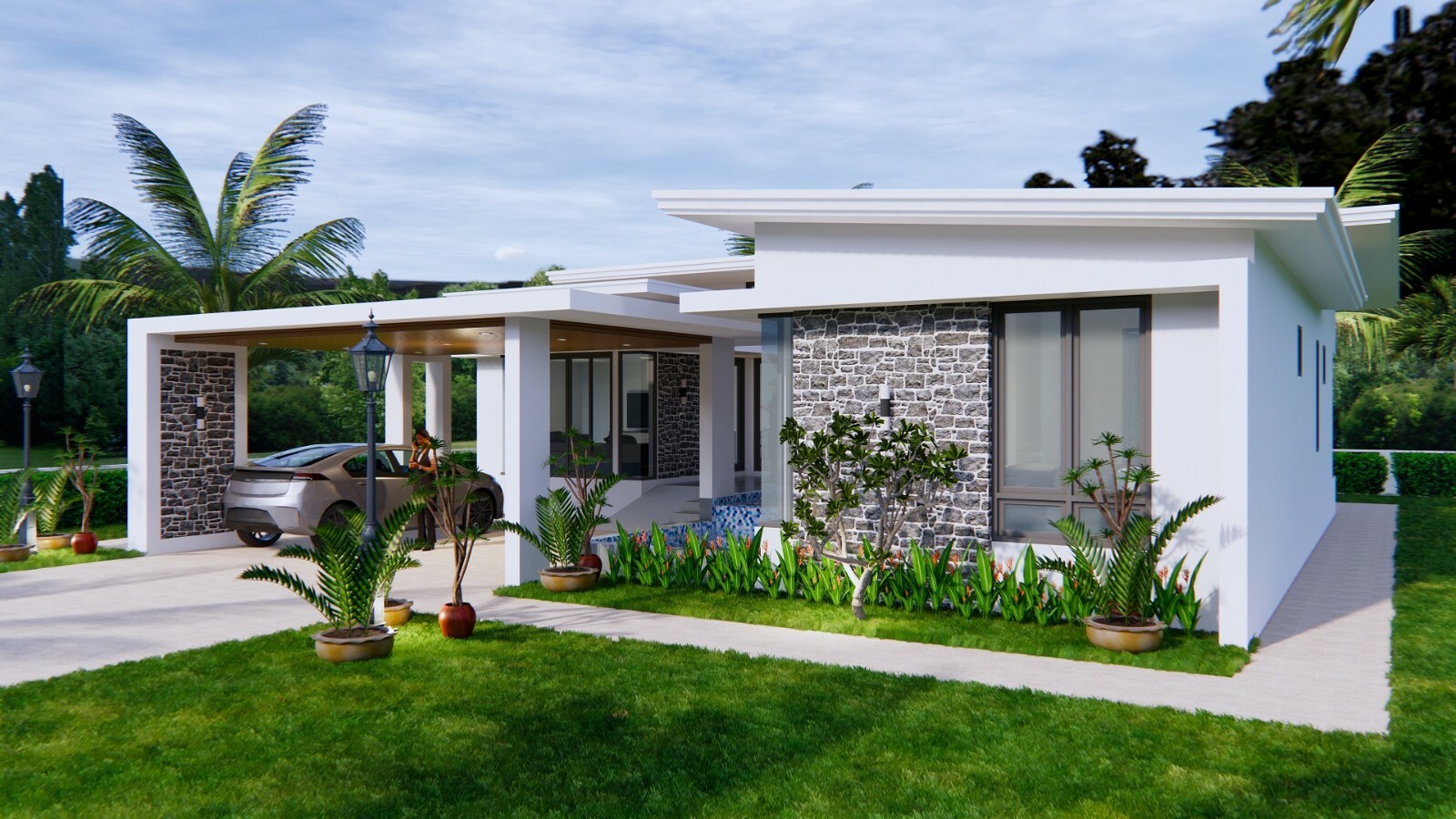 House Design with Pool 14×14 Meter 46×46 Feet 3 Beds 2 Baths Shed (A4 Hard Copy)