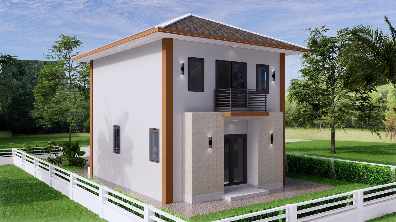 20×24 Feet House Plans 6×7.5 Meter 2 Bed 1 Bath Hip Roof PDF Plan (A4 Hard Copy)