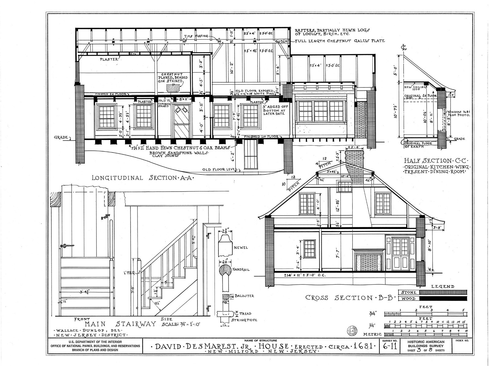 Dutch Colonial Gambrel Roof farmbouse, architectural plans, 3 Bedrooms, 2 Baths