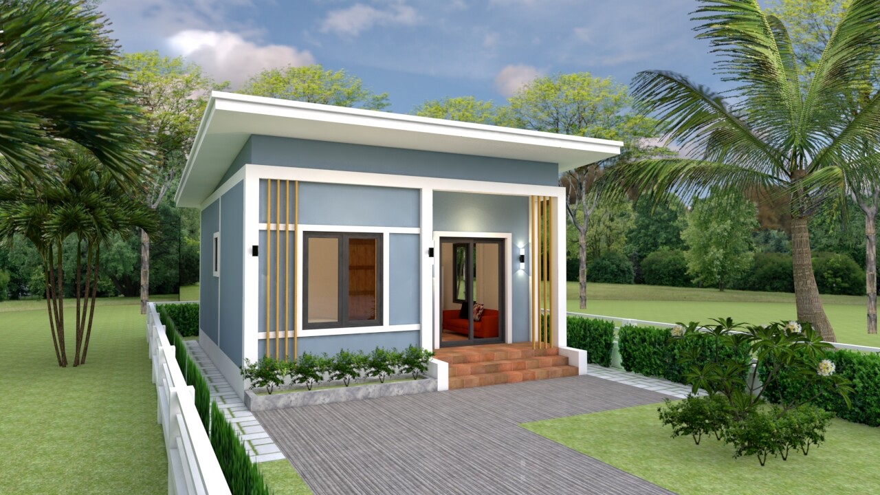 Small House Design 6×7 Meter 20×23 Feet 2 Beds 1 Bath Shed Roof (A4 Hard Copy)