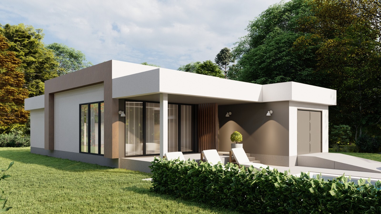 Modern 2 Bedroom 2 Bathroom House Floor Plan Flat Roof, 1145 Square Feet/106 m2