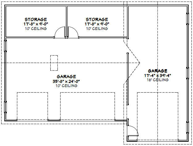54×40 1-RV 3-Car Garage Model 1A — 1,944 sq ft — PDF Floor Plan