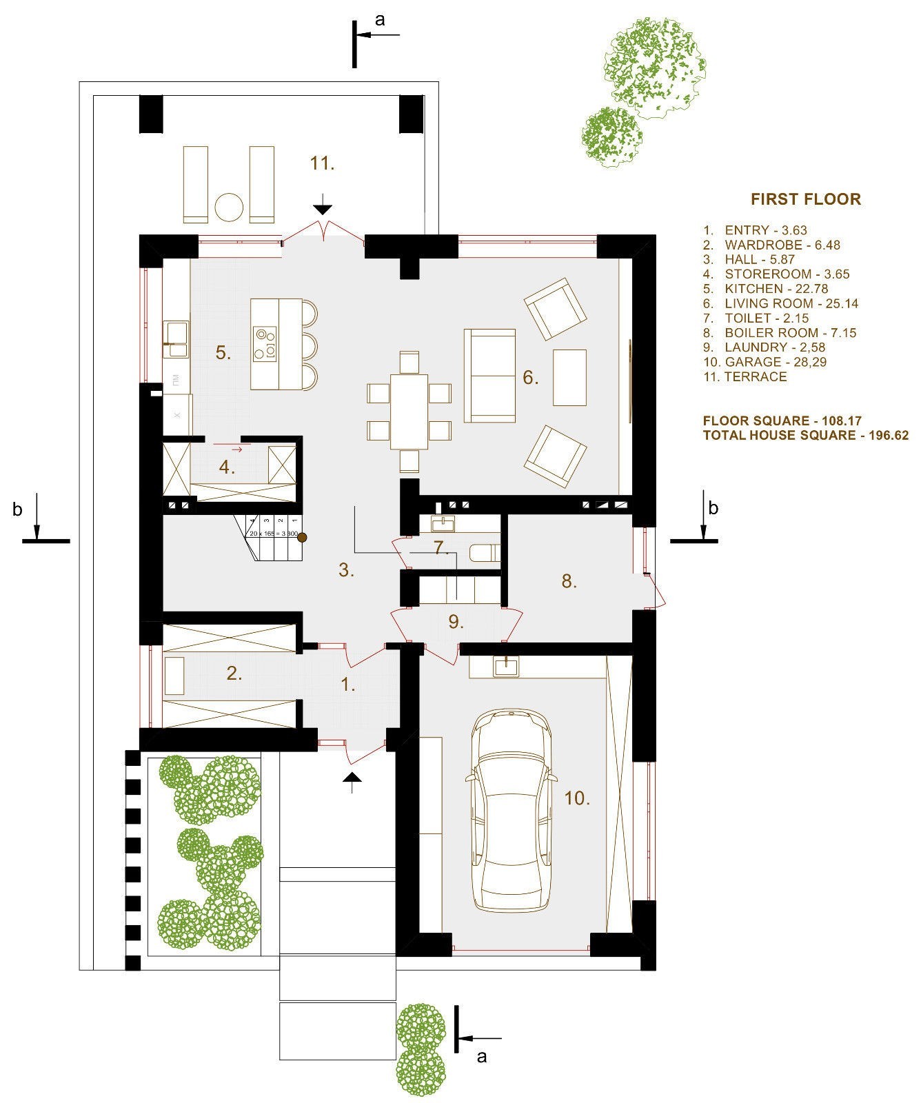Modern House Plan Building Plans Blueprints 217m 2,336ft 3 bedroom 2.5bath CAD