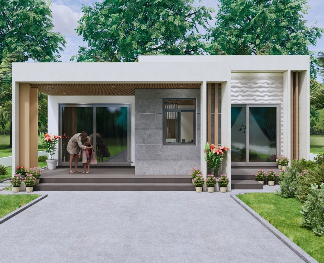 32×33 Feet Small House Plan 9.6×10 Meter 2 Bed 1 Bath PDF & A4 Hard Copy