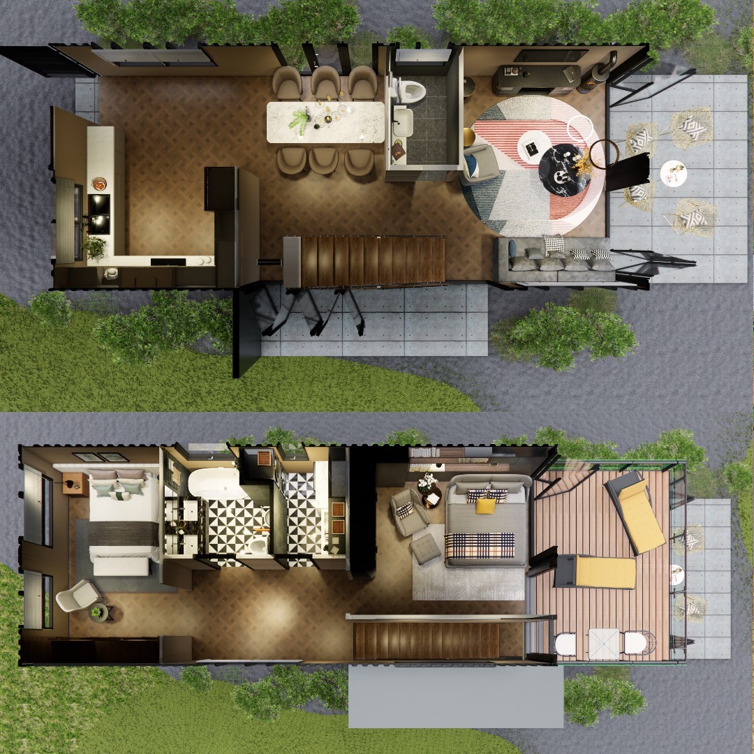 Container house plans – 2 bedrooms – 2 bathrooms – Digital PDF File
