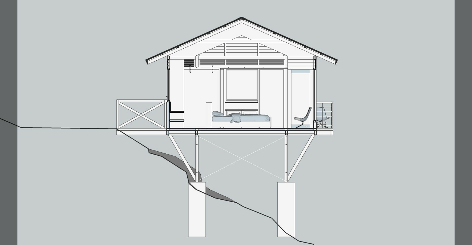 Modern Cabin House Plan 3D images DWG CAD File And PDF For Blueprint Plans