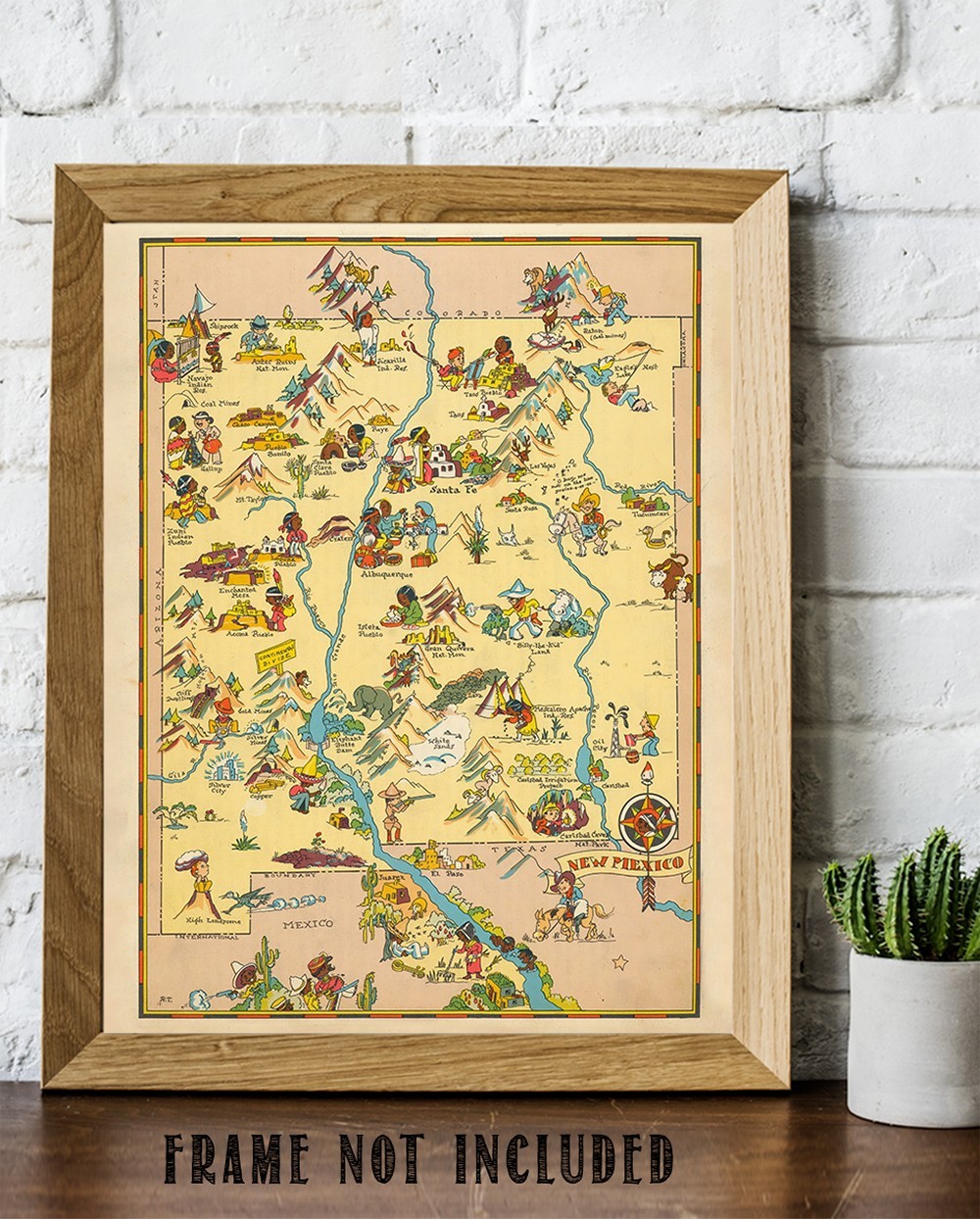 New Mexico 1935 Pictorial Map Vintage Southwest Illustrated State Map
