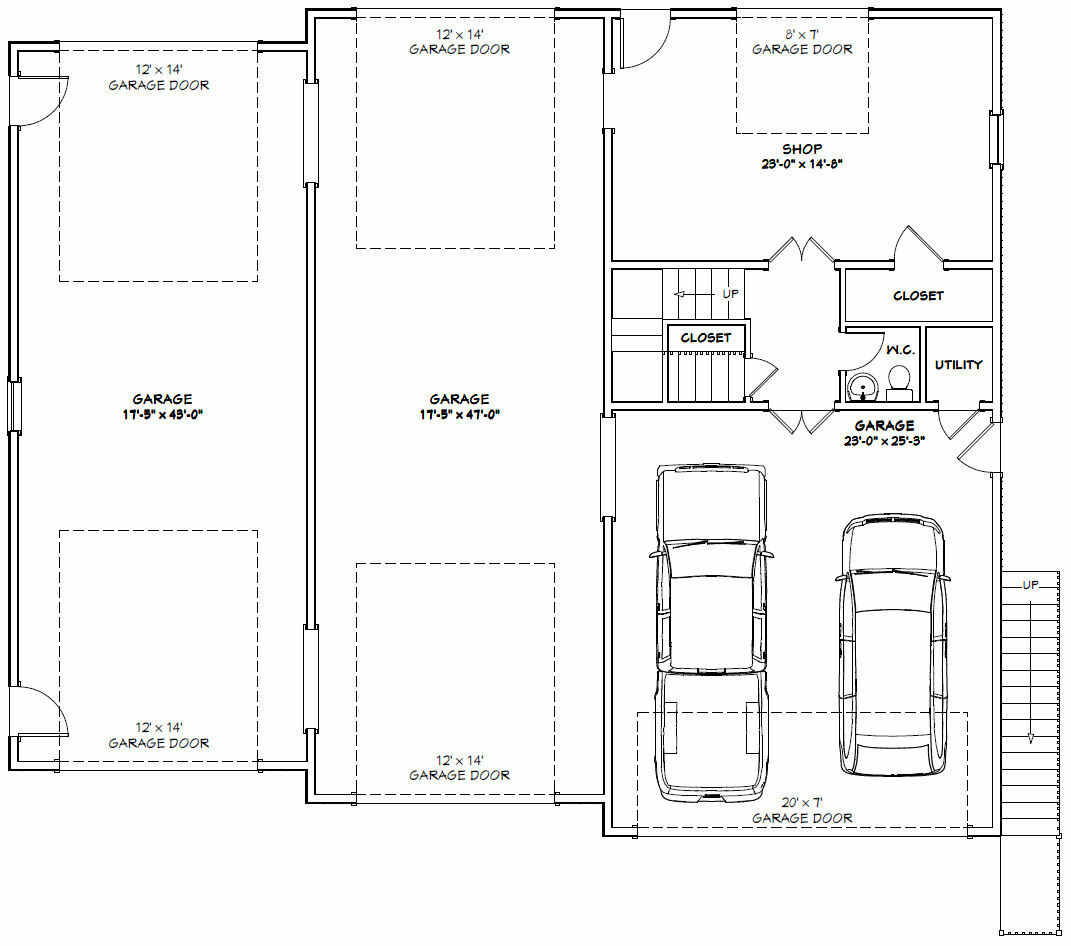 60×50 Apartment with 2-Car 2-RV Garage – PDF FloorPlan – 1,648 sqft – Model 2C