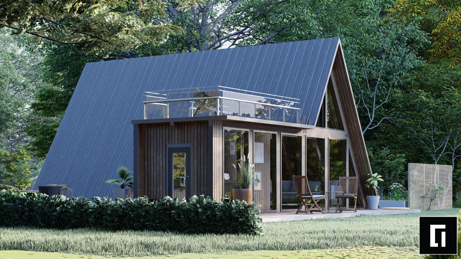 A-Frame House Plans 750sq ft Beds 1 Baths Terrace Roof