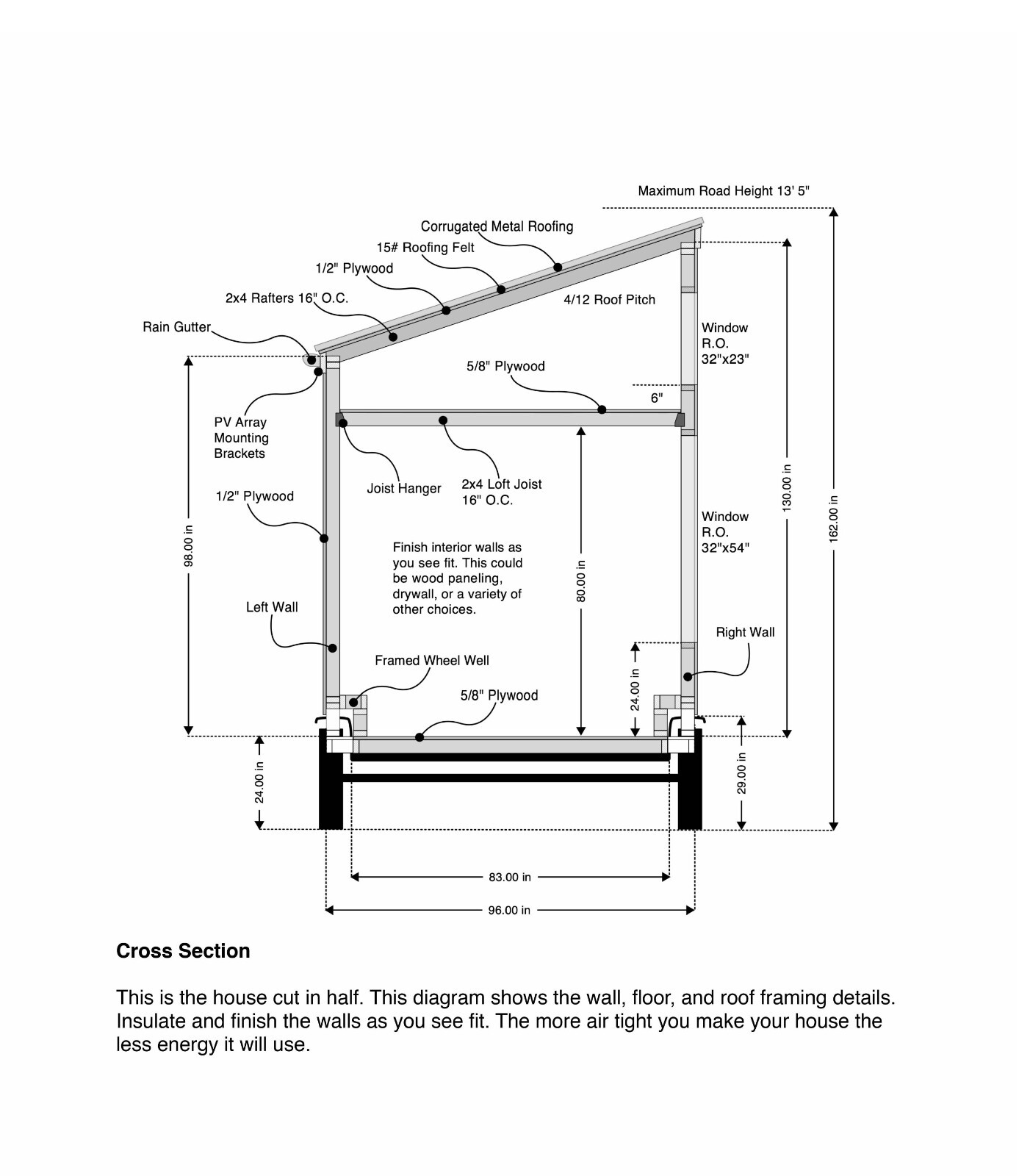 Comprehensive Building Plans for 8′ x 16′ Tiny Mobile Home – 128sqft area Living