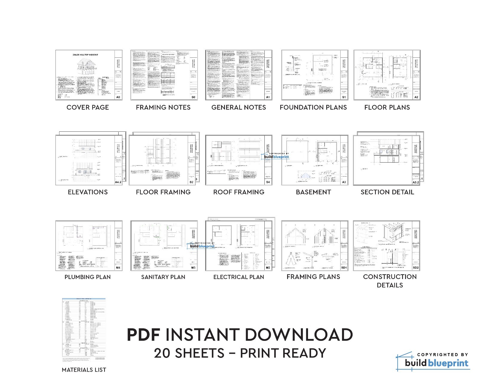 Modern 28′ x 28′ Hilltop Hideout Architectural Plans – PDF Download