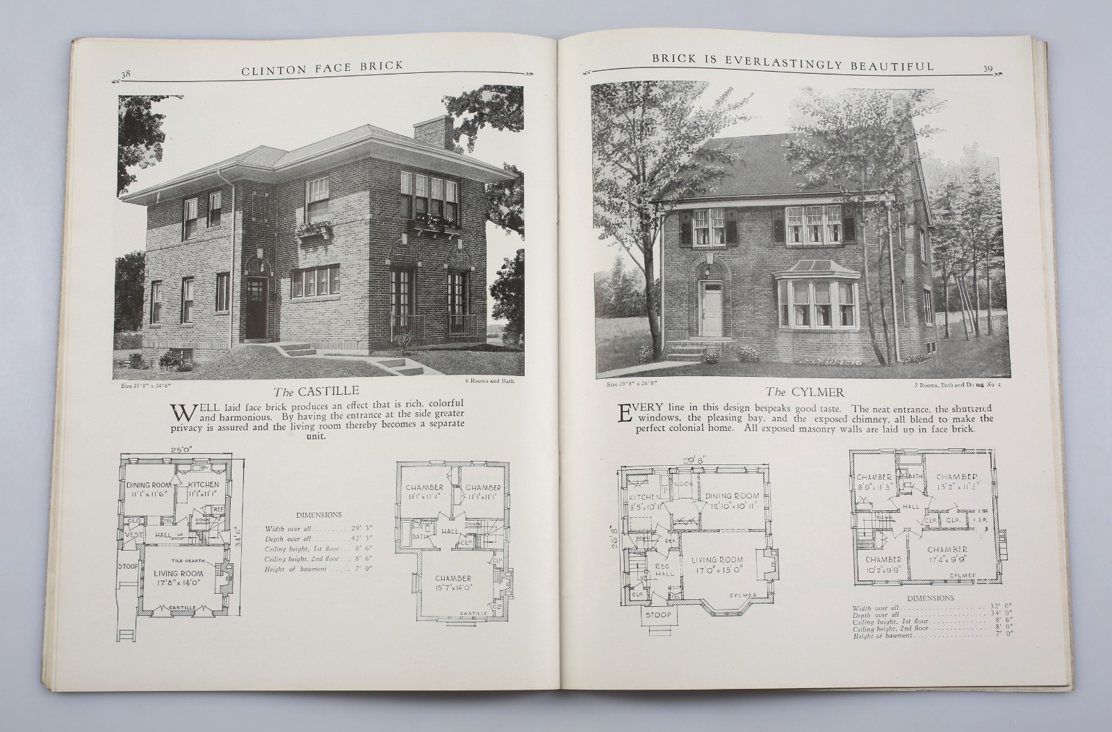 Vintage Beauty in Brick Home House Plans Catalog circa 1920s Clinton Face Brick