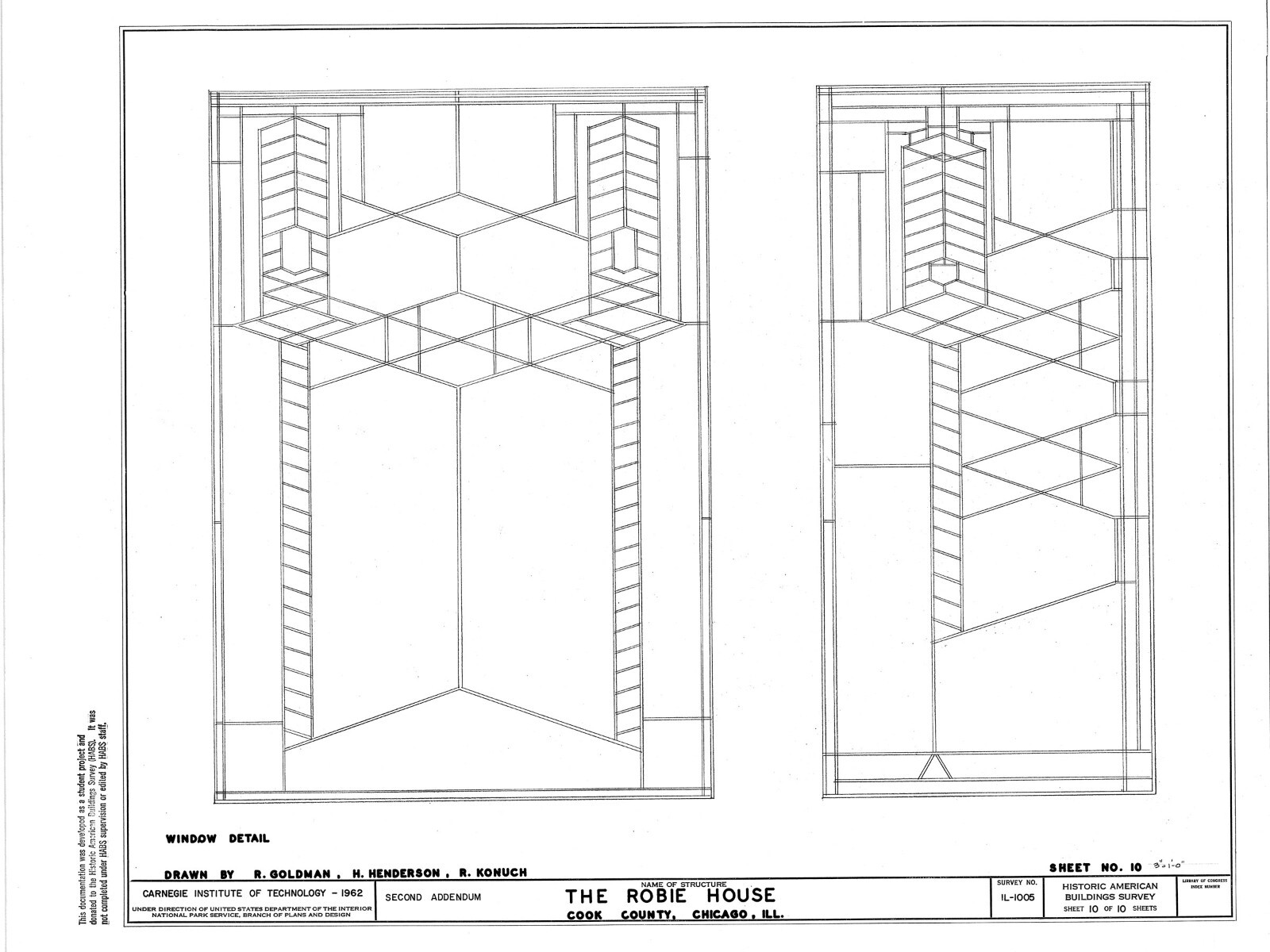 Frank Lloyd Wright Prairie Style Home – Robie House, 25 sheet set, PRINTED