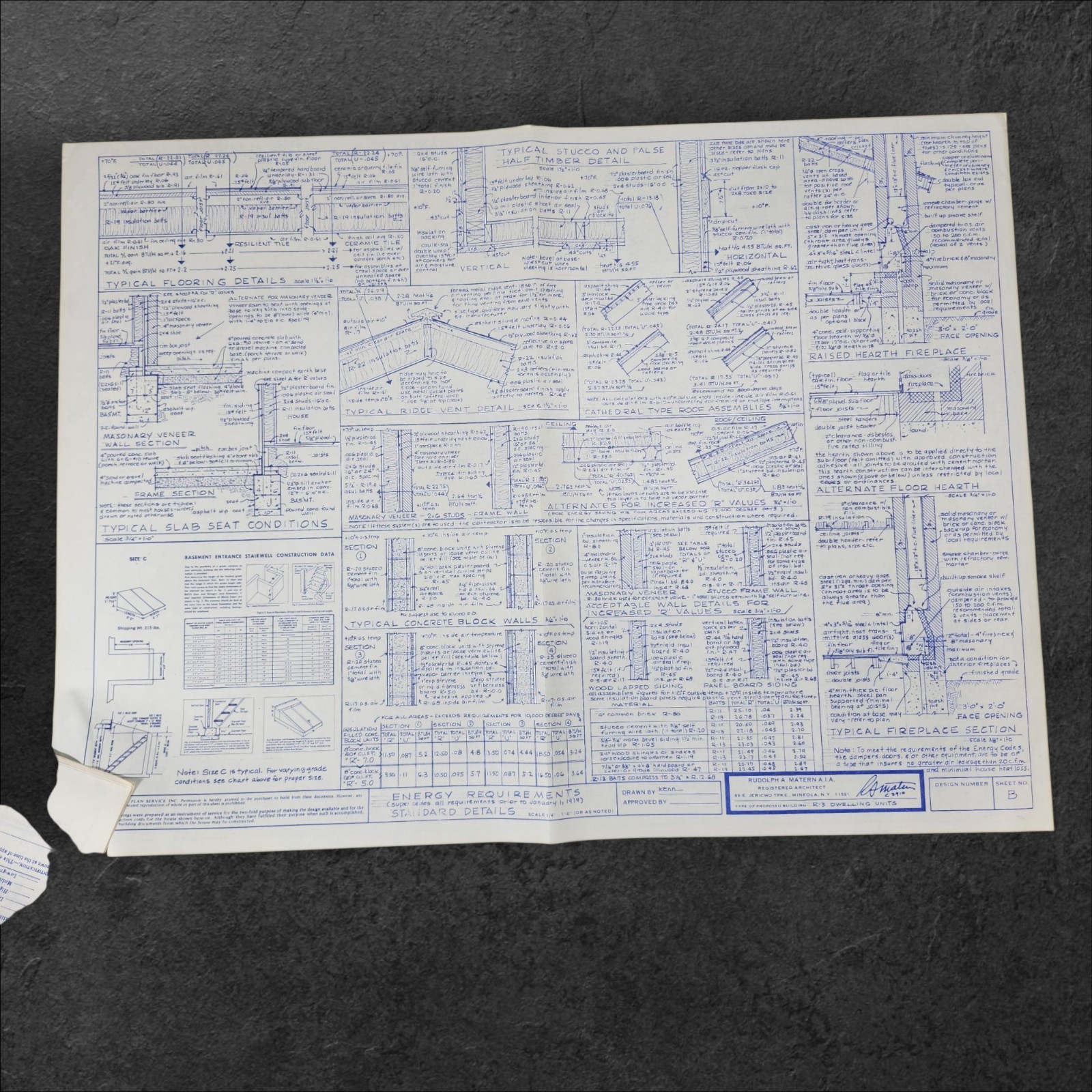 Vintage 1979 Matern Design 965 Blueprints 11-Page Solar Energy Edition Rare