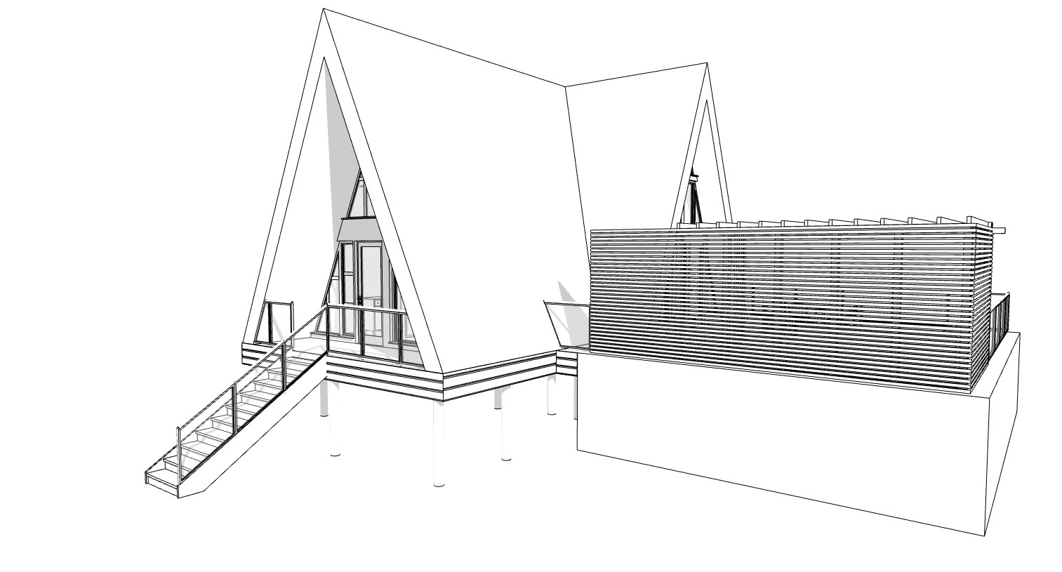42’x49’ 2 Beds 1 Bath Small A-Frame Cabin Architectural Build Plans PDF Download