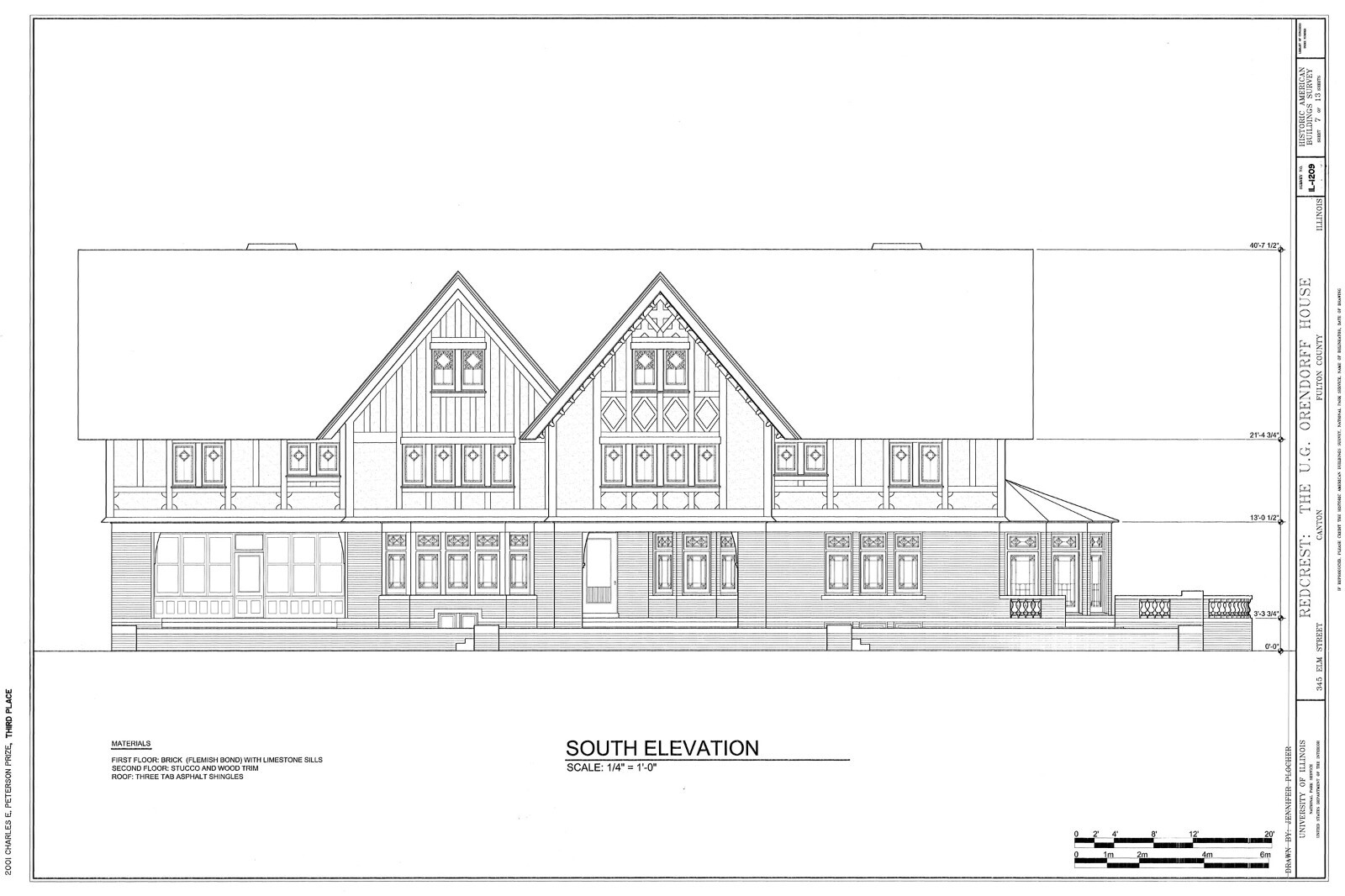 HOUSE PLANS – 2 story Prairie style home, Old English details, printed plans