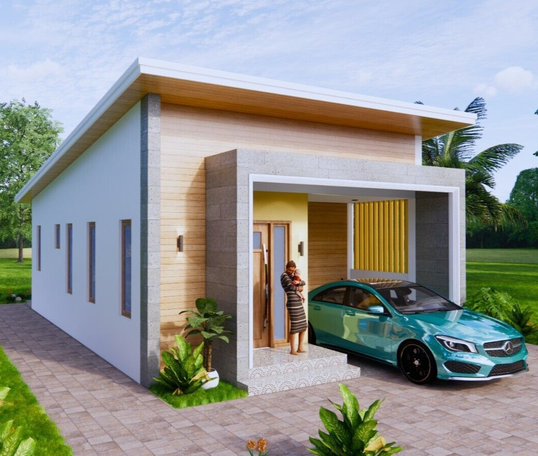 20×30 Feet Small House Design 6×9 Meter 2 Beds Shed Roof PDF Plan (A4 Hard Copy)
