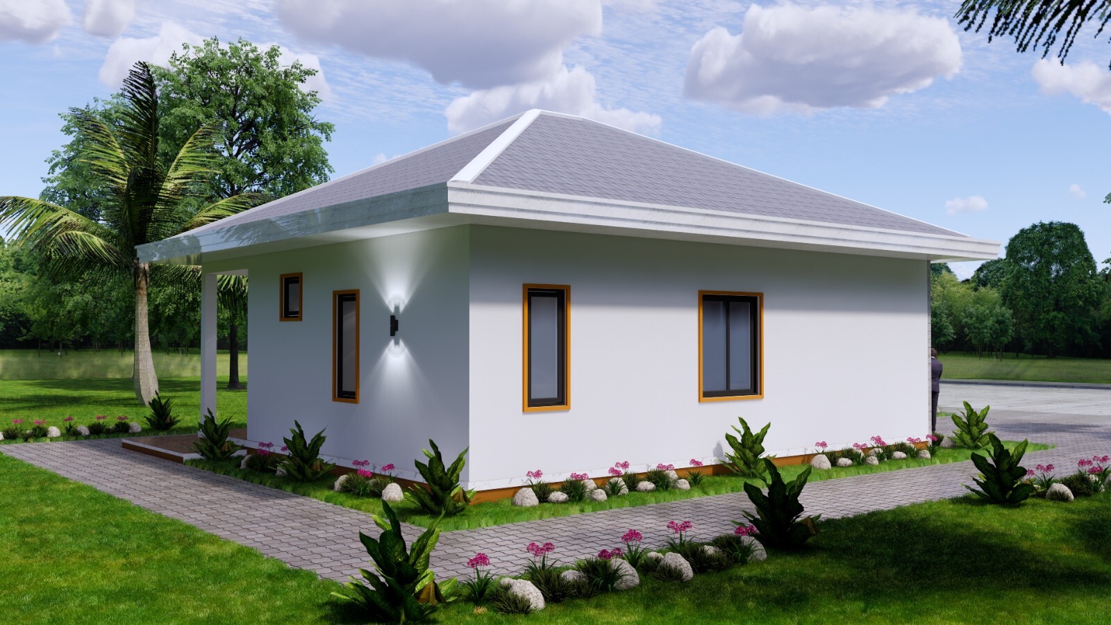 26×36 Feet Small House Plan 8×11 Meter 3 Beds 2 Baths Hip Roof (A4 Hard Copy)