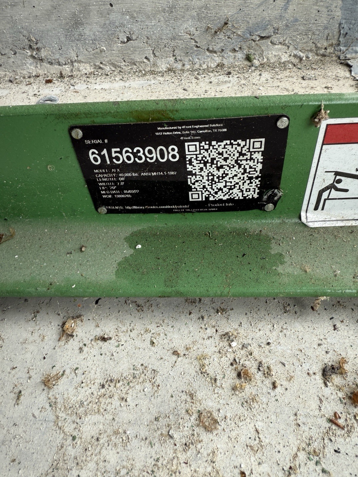 Used Kelly AFX air-powered Dock Levelers