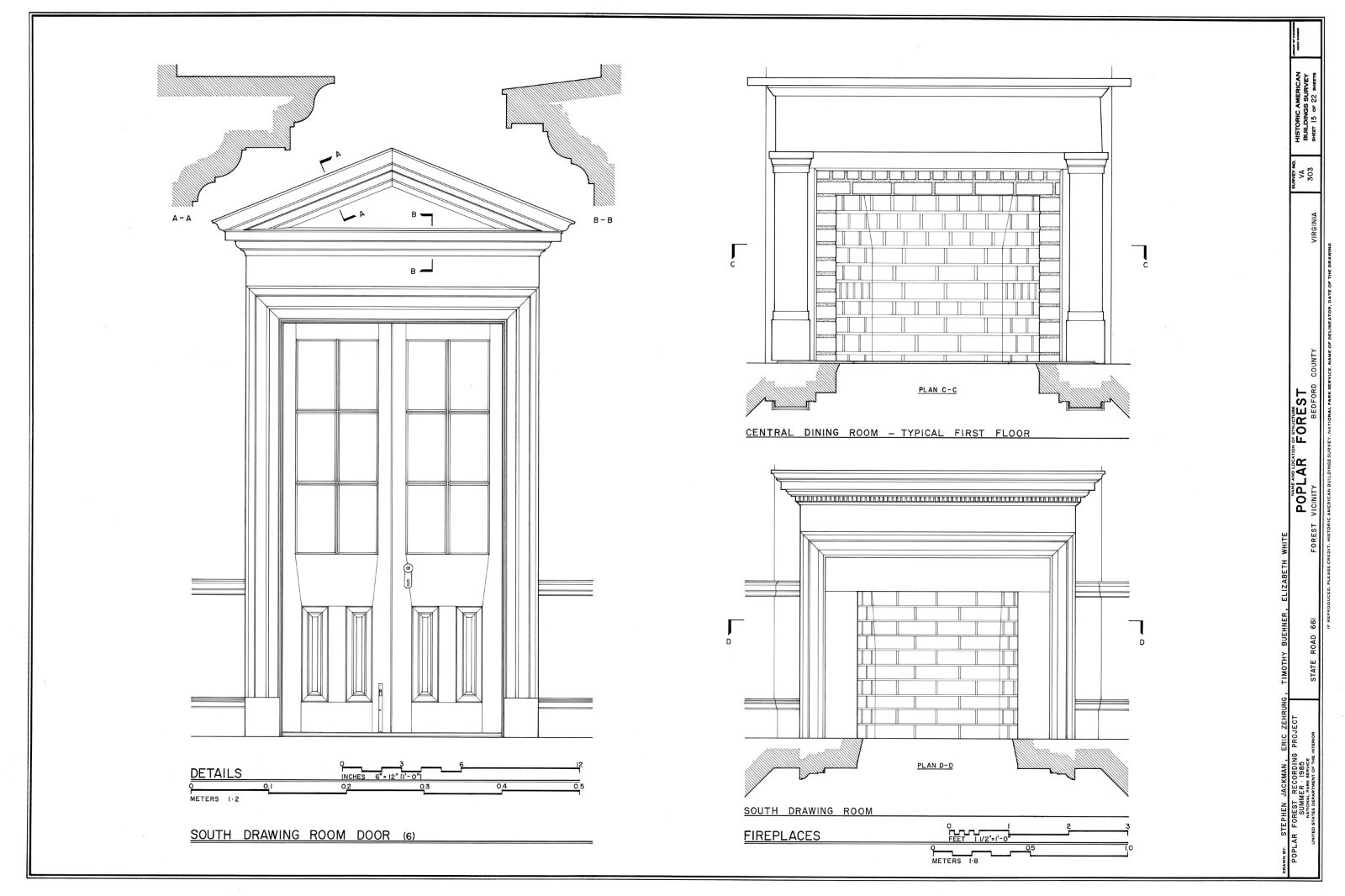 Poplar Forest by Thomas Jefferson, octagon Colonial country house detailed plans