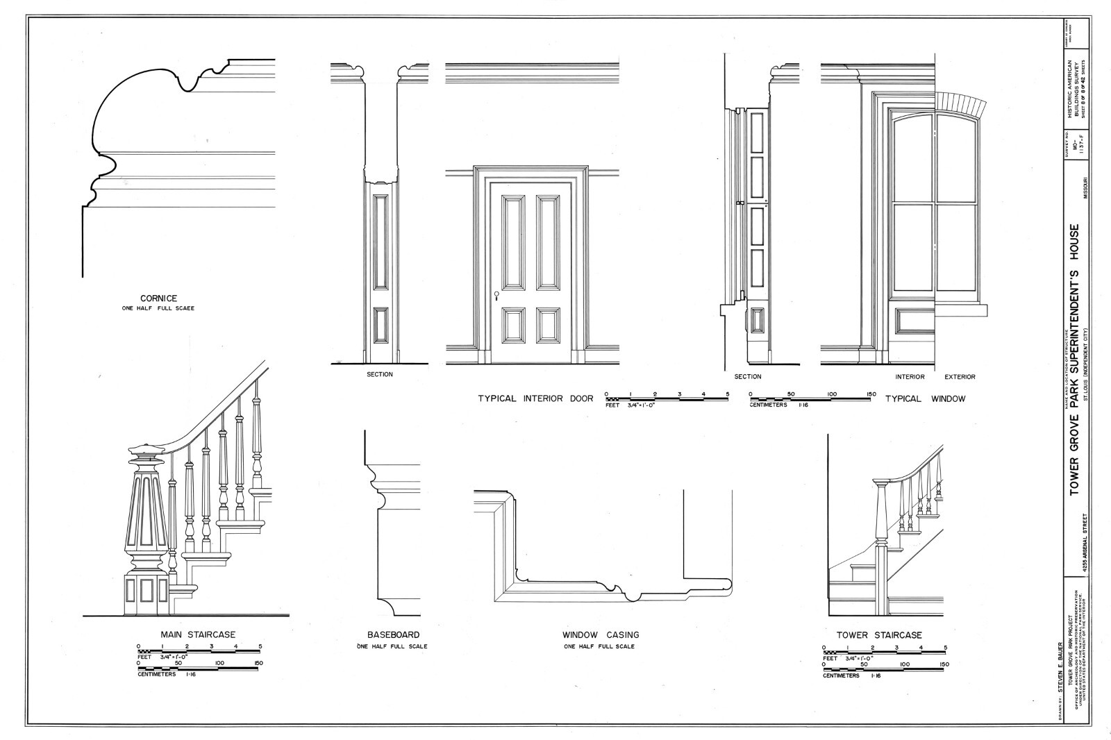Italianate Victorian house, tower, porches, printed architectural drawings