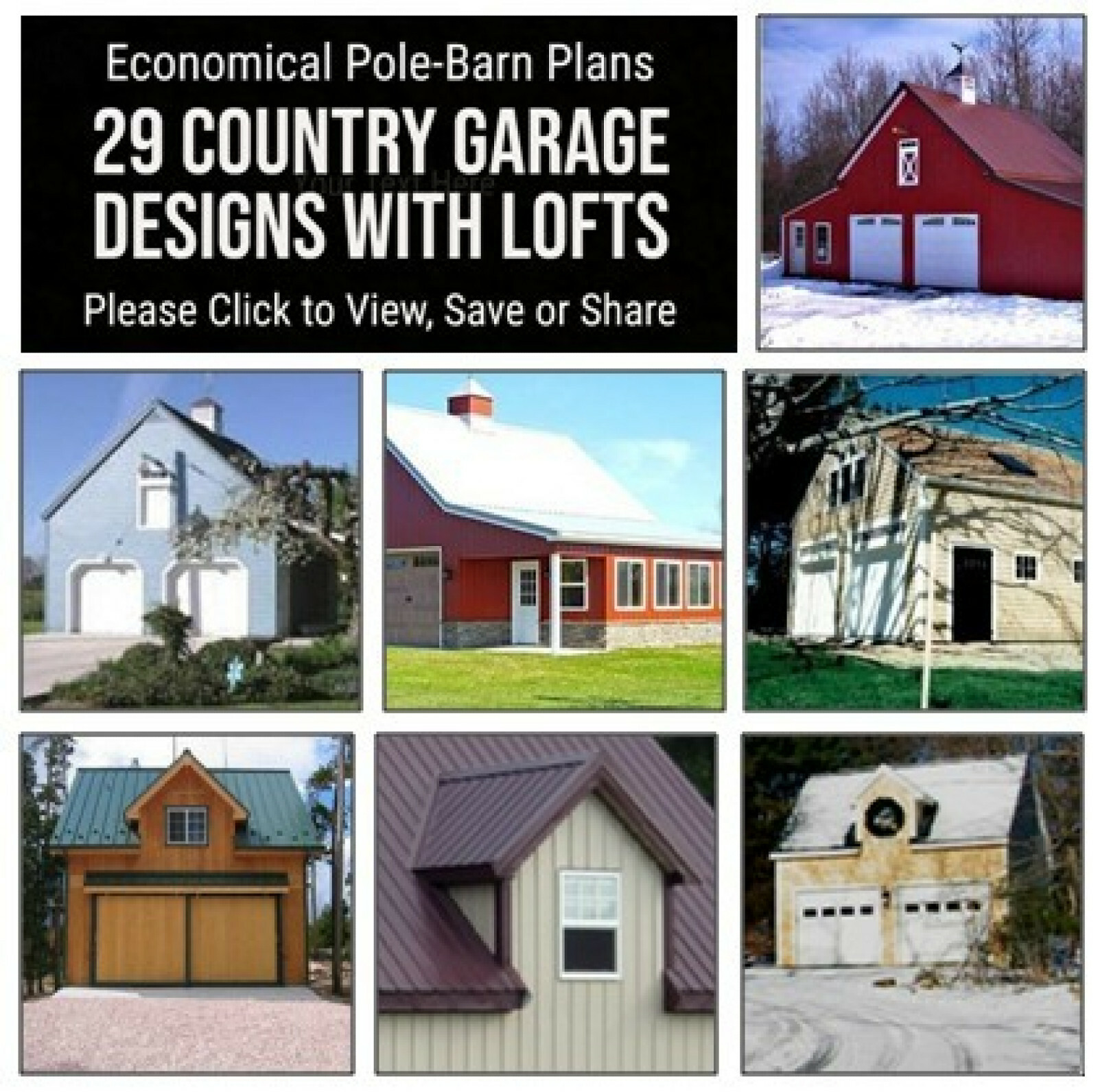 29 Country Garage Designs – Complete Pole-Barn Construction Blueprints