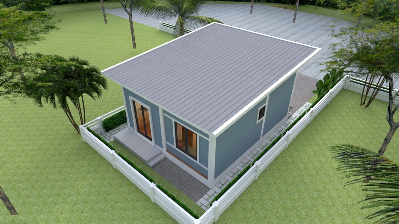 Small House Design 6×7 Meter 20×23 Feet 2 Beds 1 Bath Shed Roof (A4 Hard Copy)