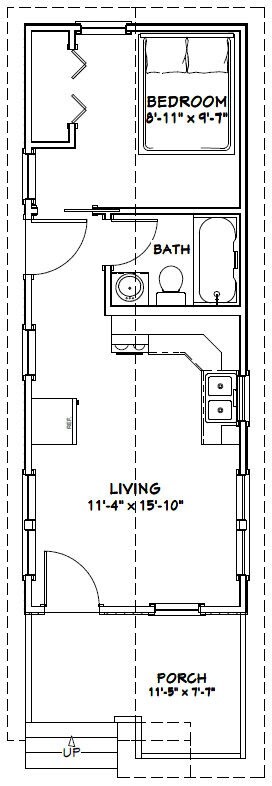 12×32 Tiny House — 384 sq ft — PDF Floor Plan — Model 1B