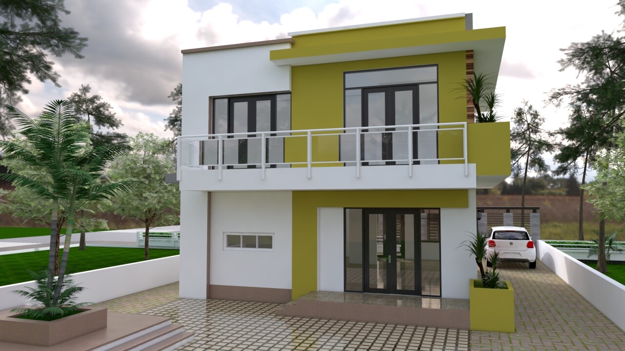 House Design Plan 9×9 Meter 30×30 Feet 3 Beds 4 Baths Slap Roof (A4 Hard Copy)