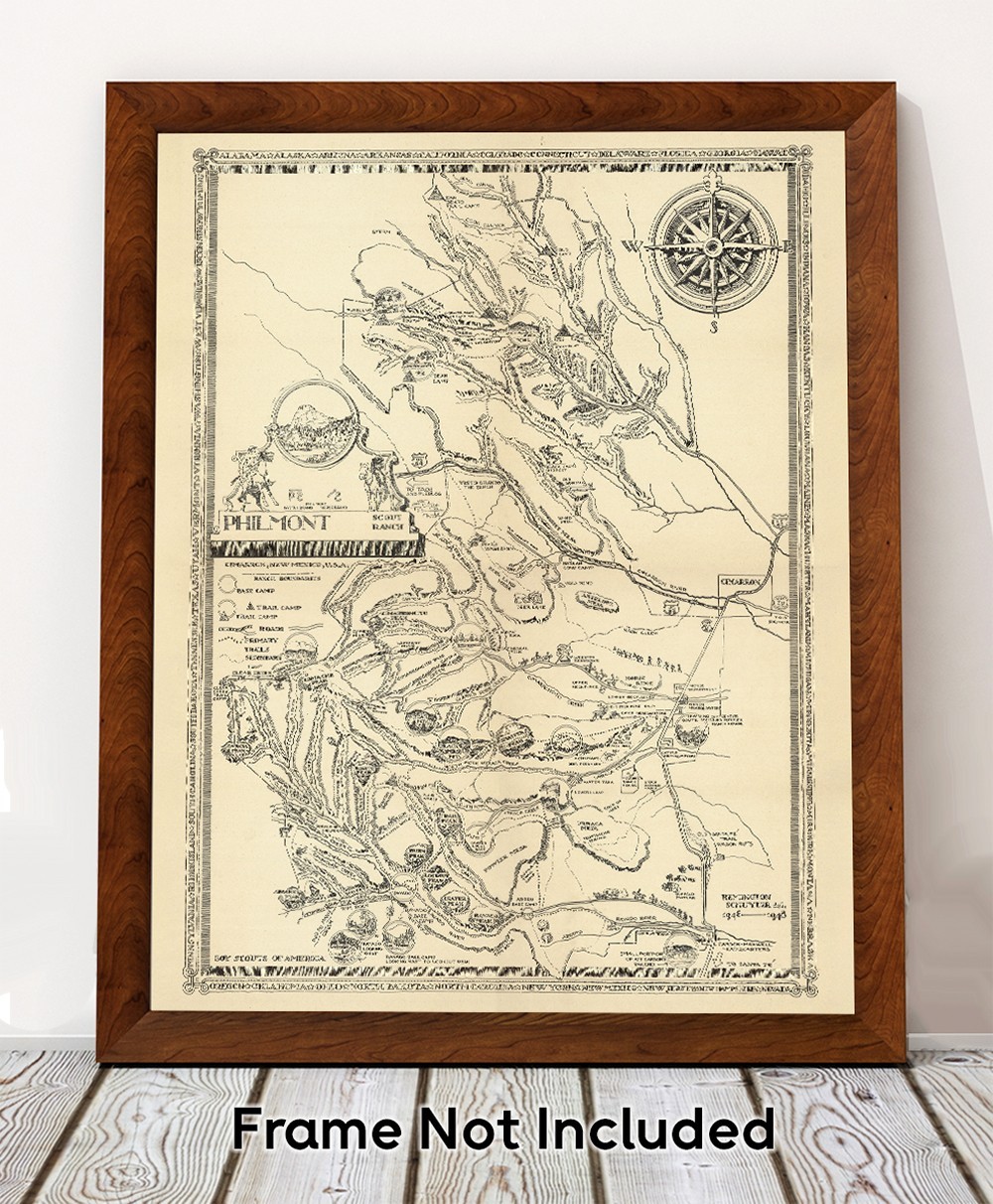 Philmont Scout Ranch Vintage Map 1948 Cimarron New Mexico Trail Plan