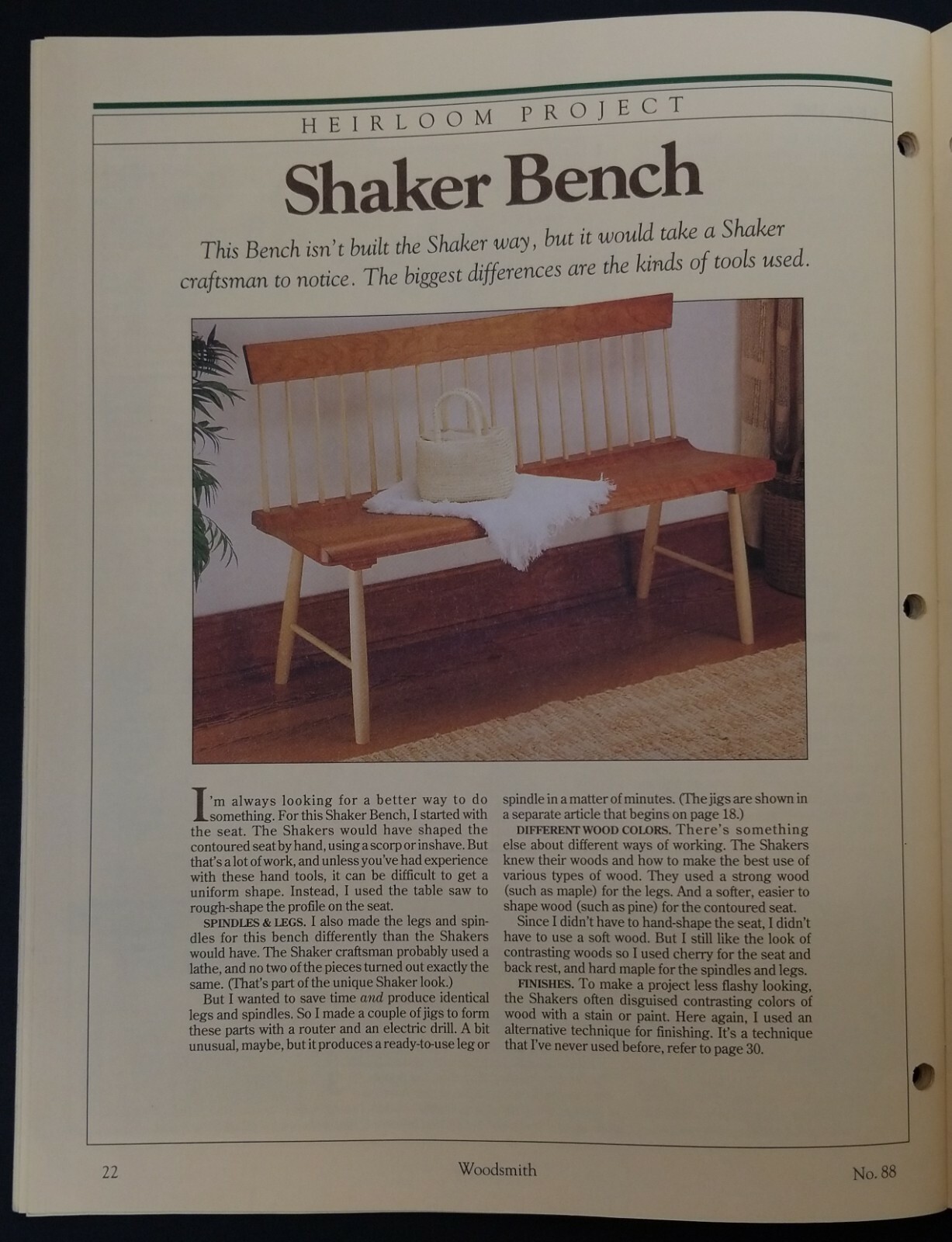 1993 Vintage DIY Shaker Bench Portable Workbench Stool Plans Booklet Woodsmith