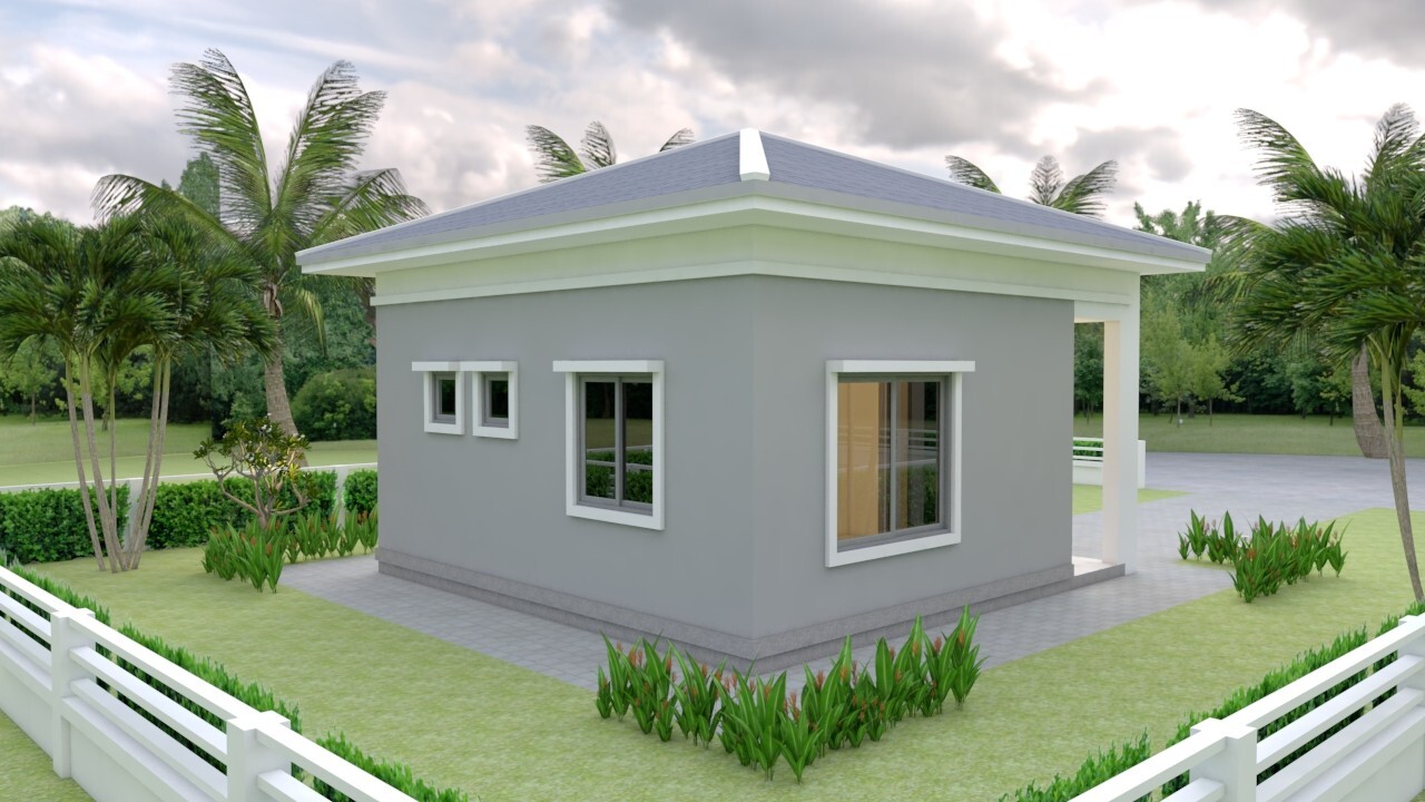 21×21 Feet Tiny House Plans 6.5×6.5 Meter 1 Bed 1 Bath Hip Roof (A4 Hard Copy)