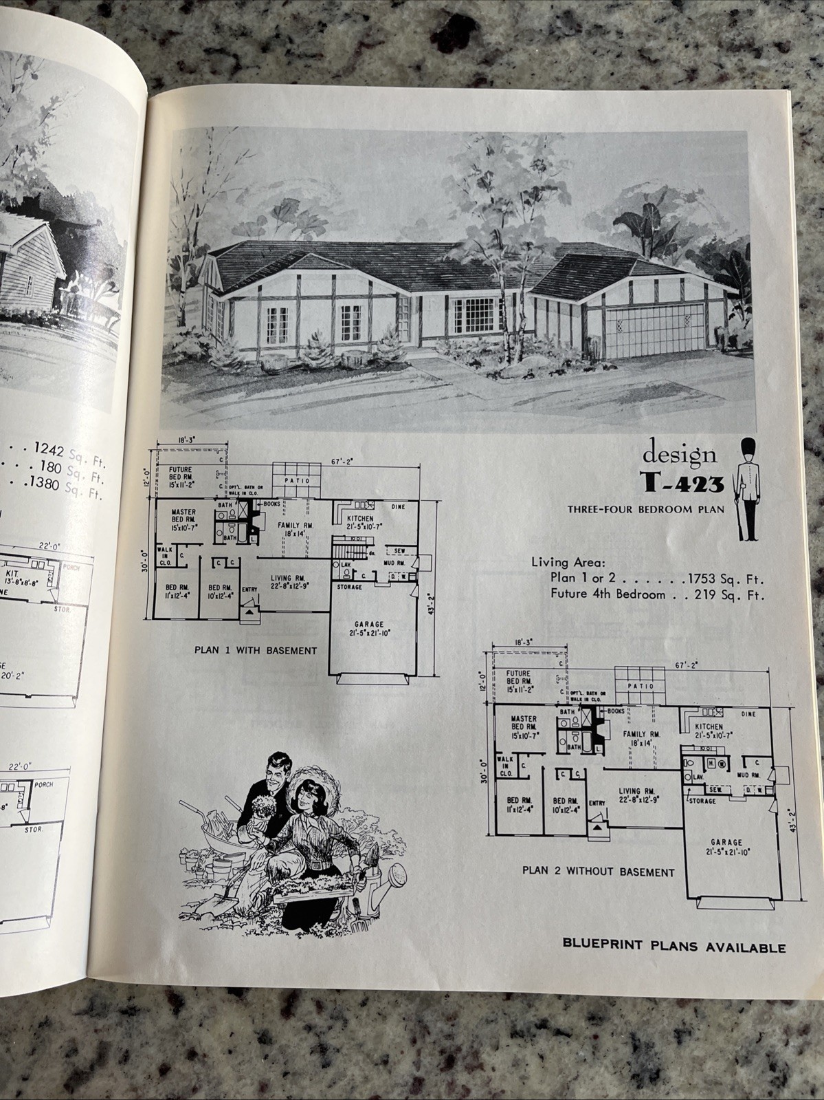 Vintage 1972 MCM Spanish Tudor Home Plans Design Catalog Blueprints Ranch Split