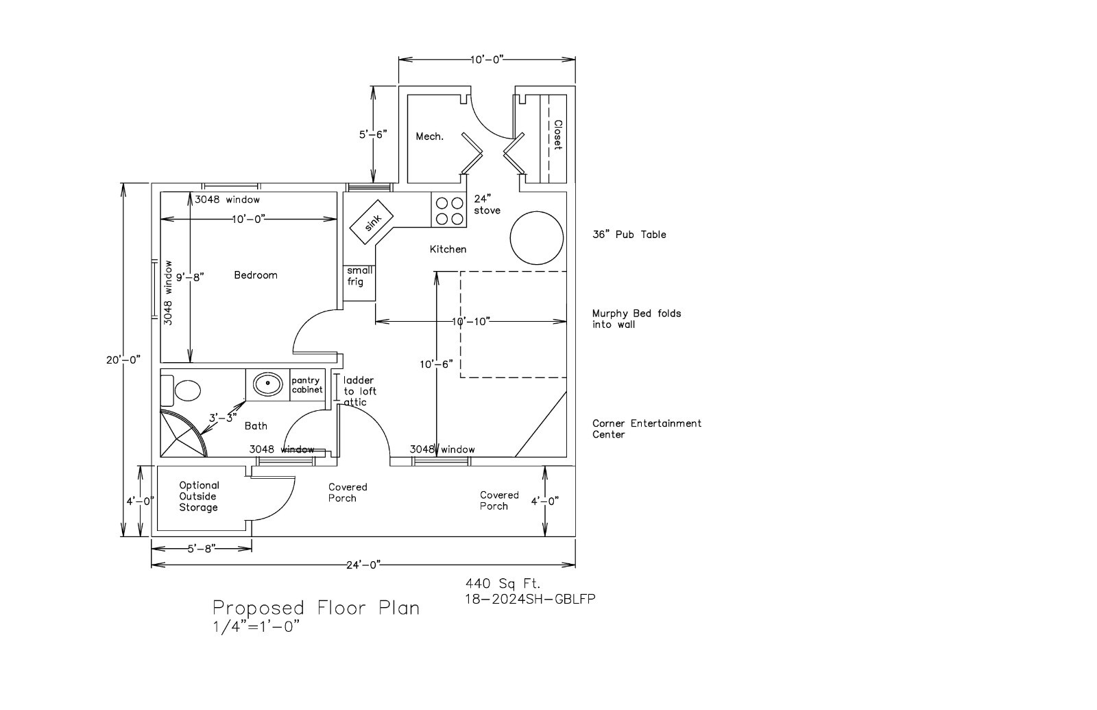 SMALL HOUSE PLAN 20X24 24X24 SMALL HOUSE RANCH GABLE ROOF PLAN # 1732 SH