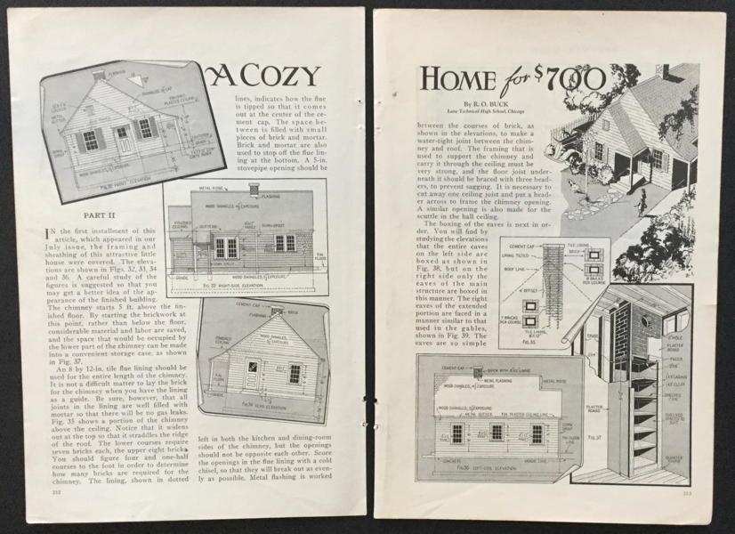 2 Bedroom Cape Cod House 1933 HowTo Build PLANS 20’x26’ or 20’x32’