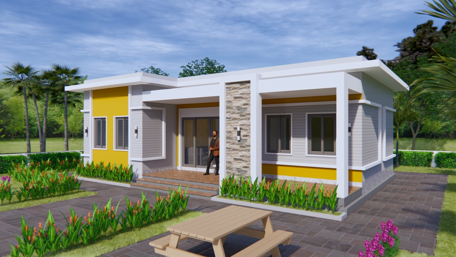 40×27 Feet House Plans 12×8 Meter 3 Beds 2 Baths Flat Roof (A4 Hard Copy)