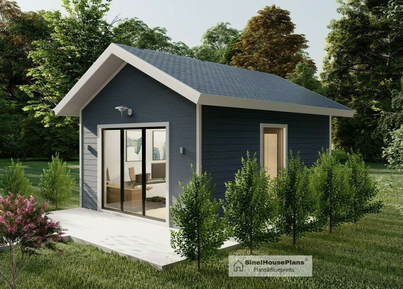 Backyard Office Plans, 14×18 Tiny House Building blueprints, Shed drawings