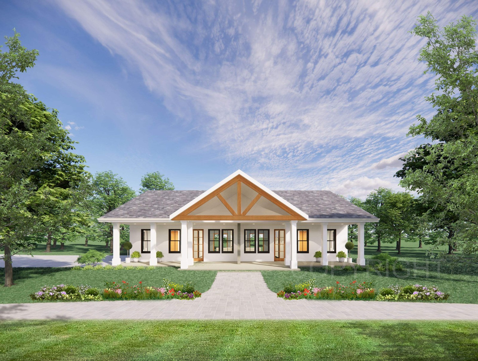 Gable Truss Duplex House Plan with Garage – 1836 SF – Modern Multifamily Investm
