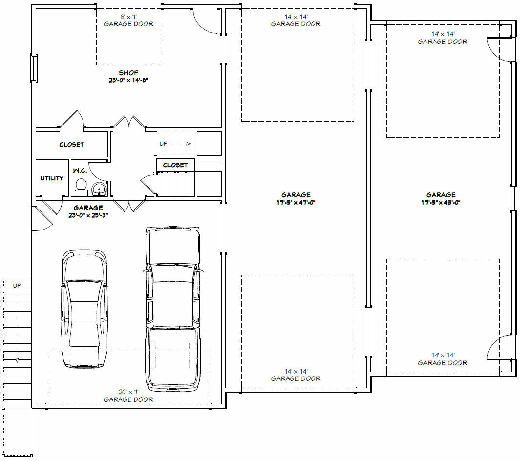 60×50 Apartment with 2-Car 2-RV Garage – PDF FloorPlan – 1,648 sqft – Model 2E