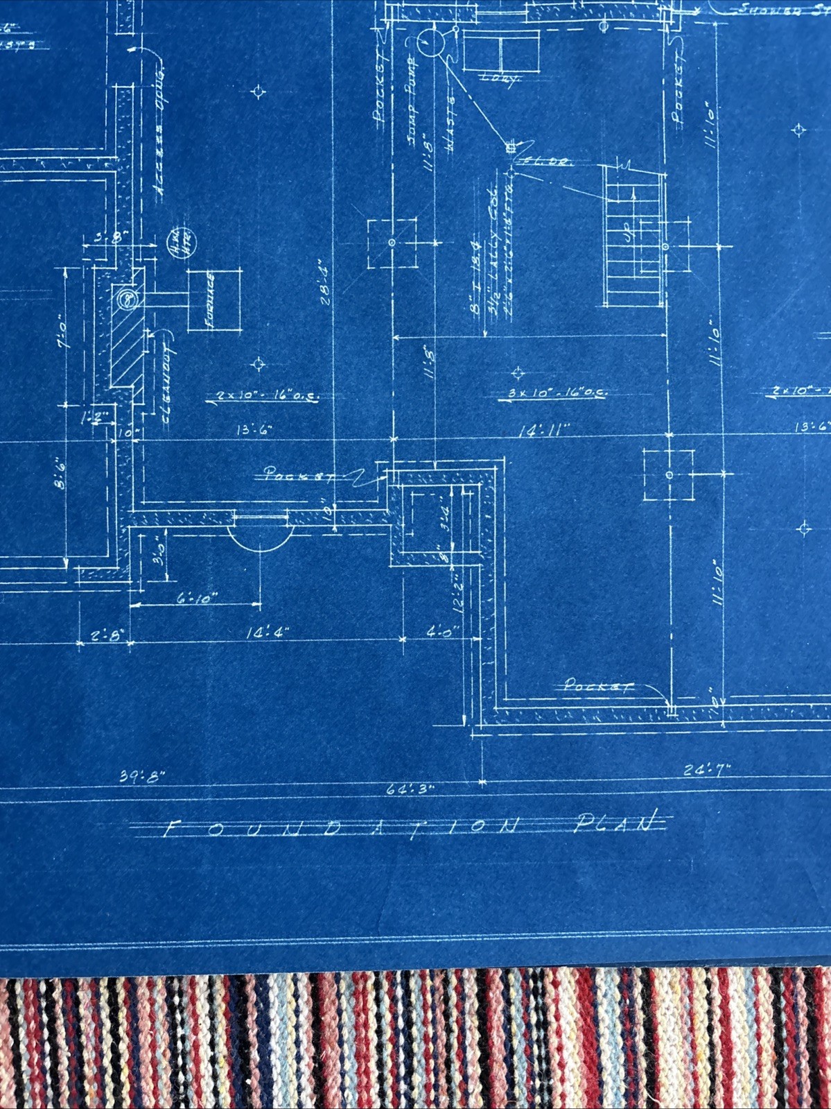 Vintage 1950s Original Blueprints Set – Mid Century Ranch House