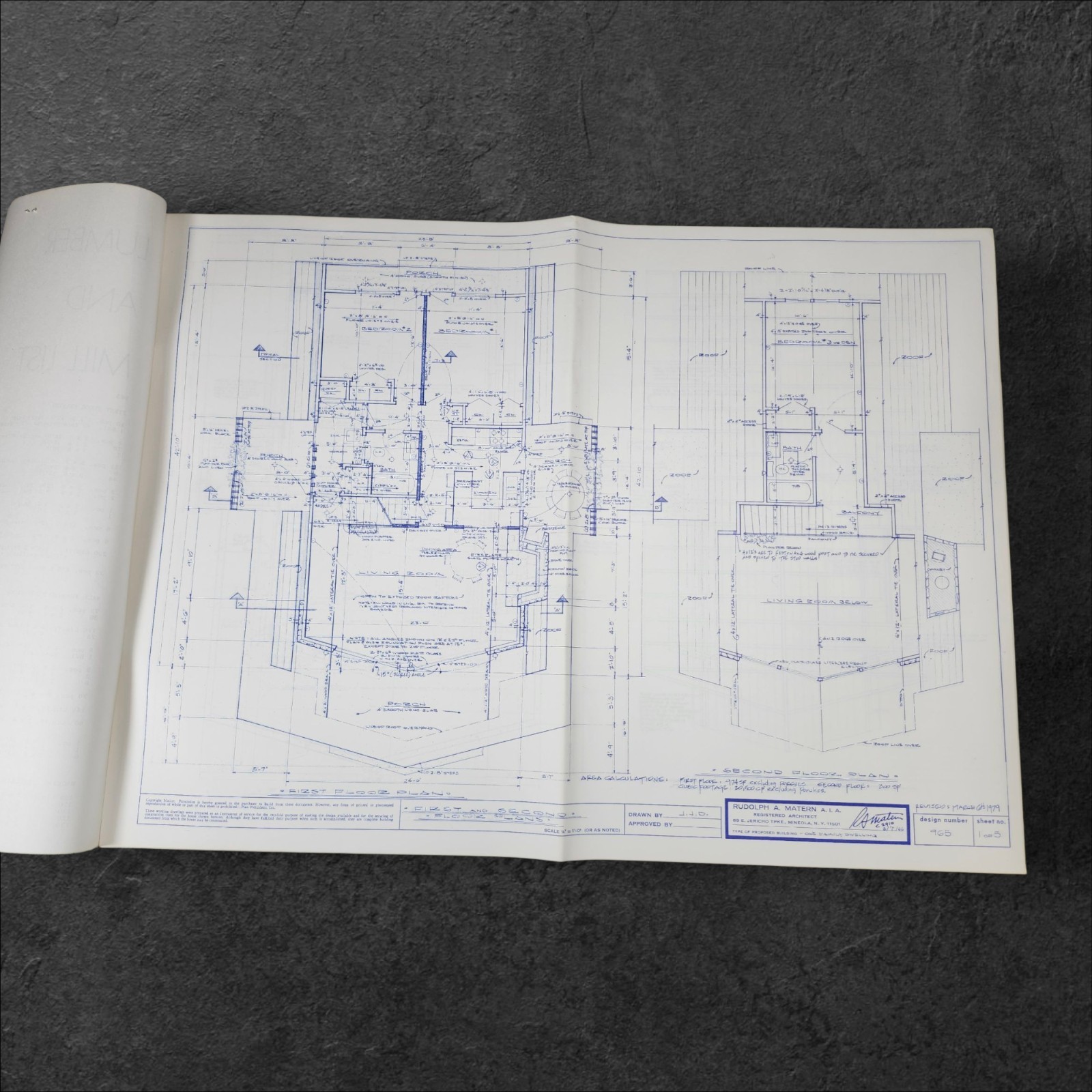 Vintage 1979 Matern Design 965 Blueprints 11-Page Solar Energy Edition Rare