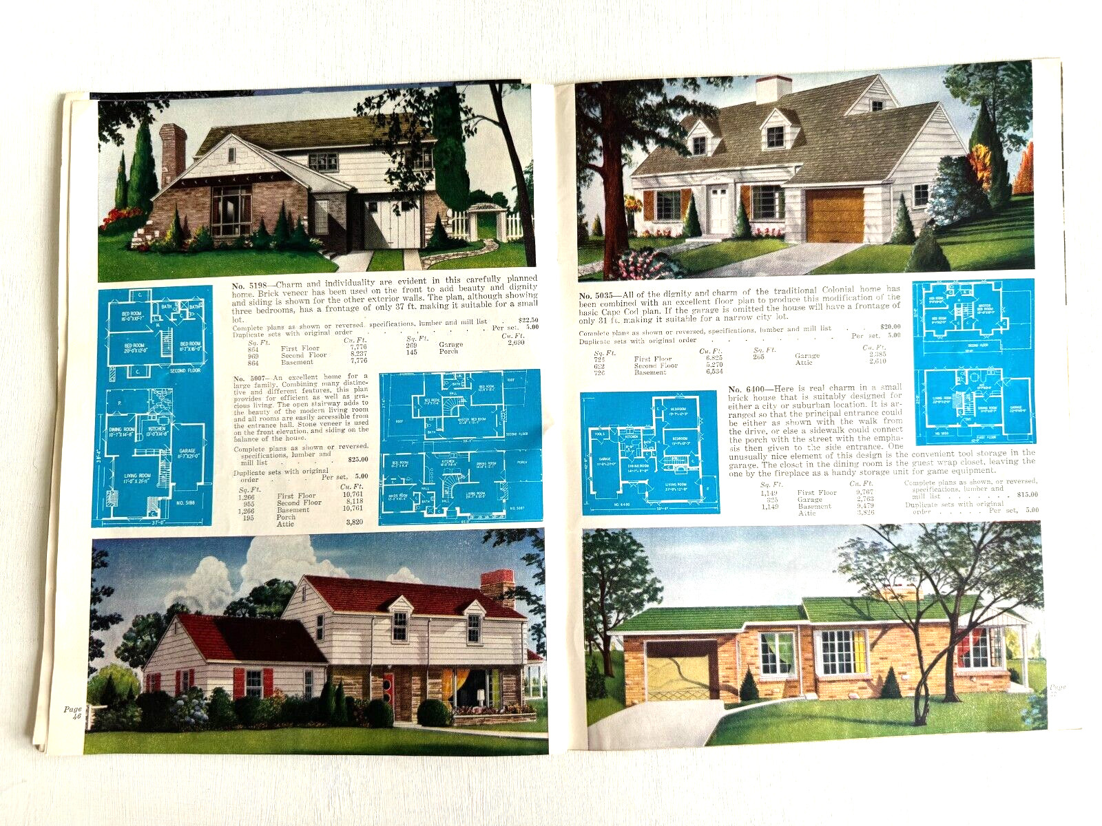 1950’s Mid Century Style Homes in Brick w/ Floor Plans- 32 in Color