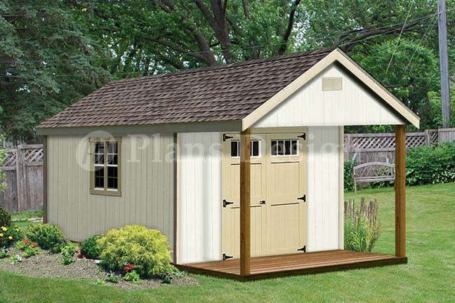 20′ x 12′ Cabin / Guest House Building Covered Porch Shed Plans #P62012