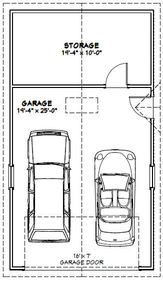 20×36 2-Car Garage –1,128 sq ft — PDF Floor Plan — Model 10A